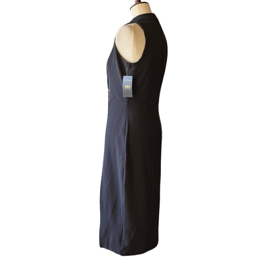 A.B.S Collection Women's Black Knit Storm Mock Neck Side Slit Midi Dress Size 8 - Picture 10 of 15